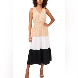1 State Tan White Black Color Block Dress size S NWT